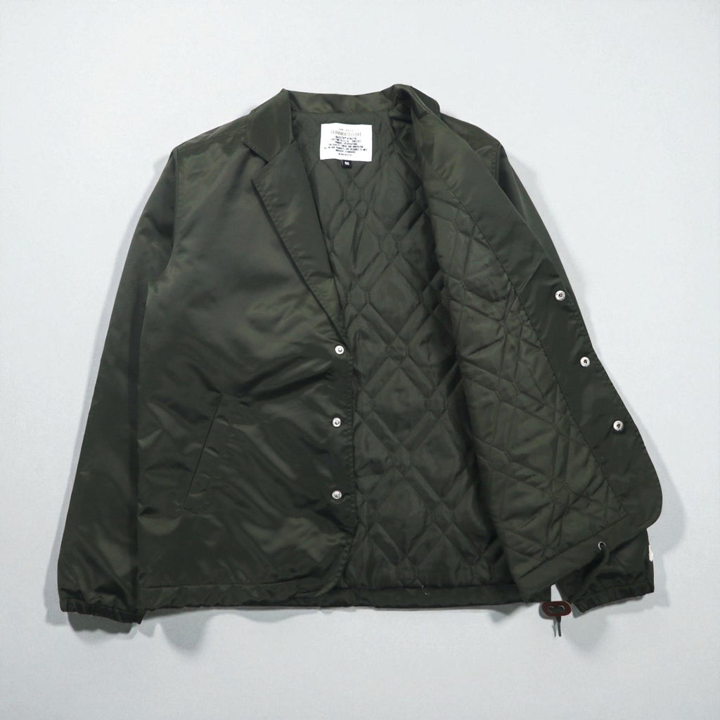 MAJESTIC × FRAMMENTO CUORE ナイロン テーラードジャケット M カーキ 中綿 XM23-MAJ-0009-GRN6 nano universe 別注