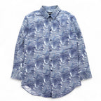 EMPORIO ARMANI All-over Print Dress Shirt, S, Navy, Cotton, Made in Tunisia