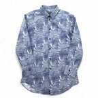 EMPORIO ARMANI All-over Print Dress Shirt, S, Navy, Cotton, Made in Tunisia