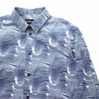 EMPORIO ARMANI All-over Print Dress Shirt, S, Navy, Cotton, Made in Tunisia