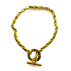 CELINE Made in Italy Circle Logo Toggle Necklace Choker Gold