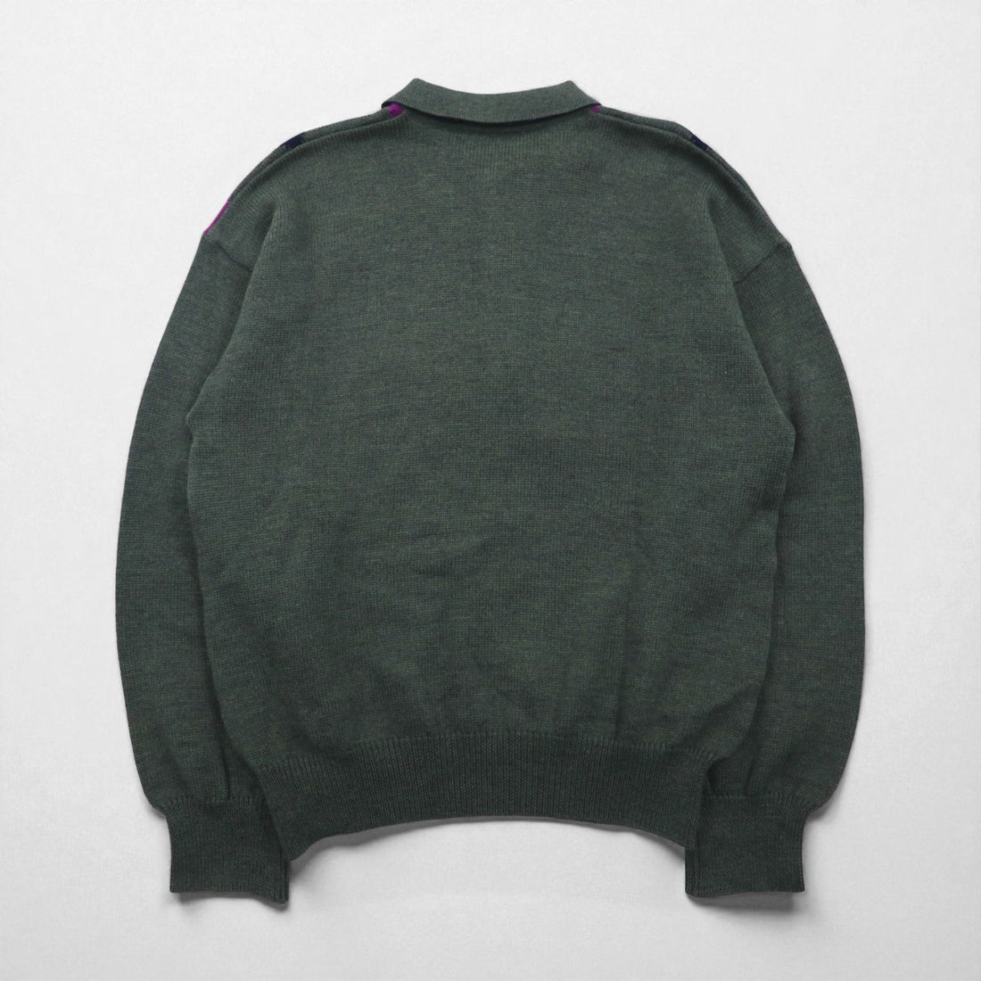 Christian Dior SPORTS 90s Made in Japan Polo Knit Sweater, Size M, Charcoal Wool Argyle
