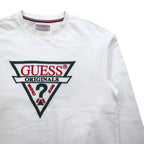 GUESS ORIGINALS Triangle Logo Embroidered Sweatshirt M White Cotton