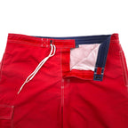 Polo by Ralph Lauren 90s Board Shorts, Swim Shorts, XL, Red, Nylon, Amphibious