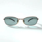 Ray-Ban Rectangle Sunglasses, Metal Frame, Gold, RB3210, 026/82, 55-18-130
