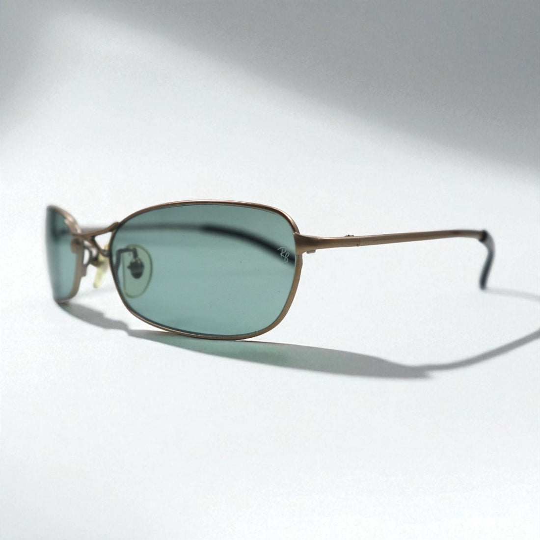 Ray-Ban Rectangle Sunglasses, Metal Frame, Gold, RB3210, 026/82, 55-18-130