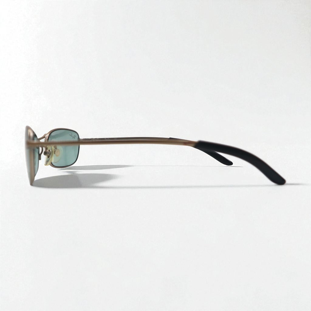 Ray-Ban Rectangle Sunglasses, Metal Frame, Gold, RB3210, 026/82, 55-18-130