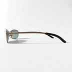 Ray-Ban Rectangle Sunglasses, Metal Frame, Gold, RB3210, 026/82, 55-18-130