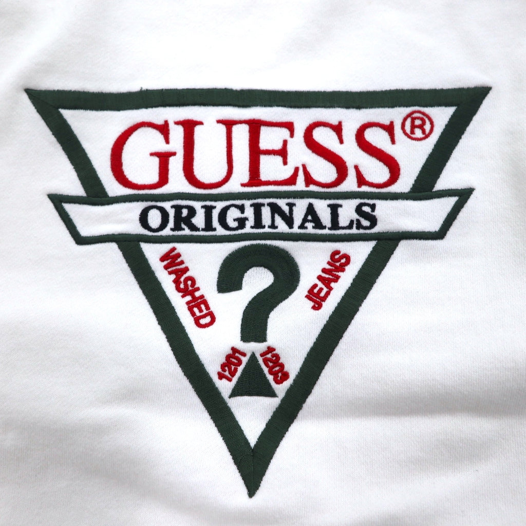 GUESS ORIGINALS Triangle Logo Embroidered Sweatshirt M White Cotton