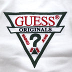 GUESS ORIGINALS Triangle Logo Embroidered Sweatshirt M White Cotton