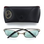 Ray-Ban Rectangle Sunglasses, Metal Frame, Gold, RB3210, 026/82, 55-18-130