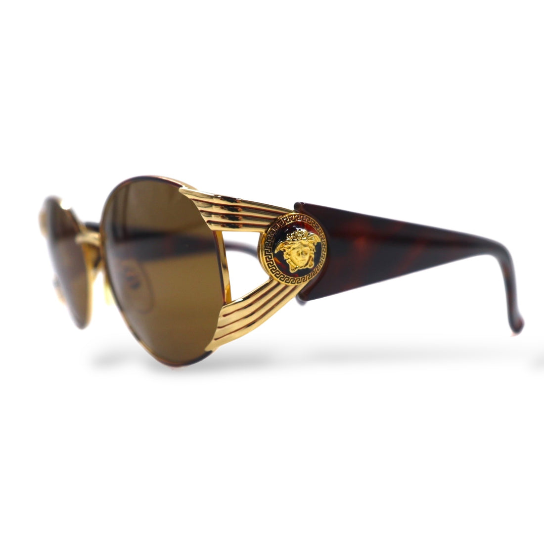 GIANNI VERSACE Vintage Made in Italy Medusa Sunglasses Gold Tortoiseshell S64 31L
