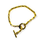 CELINE Made in Italy Circle Logo Toggle Necklace Choker Gold