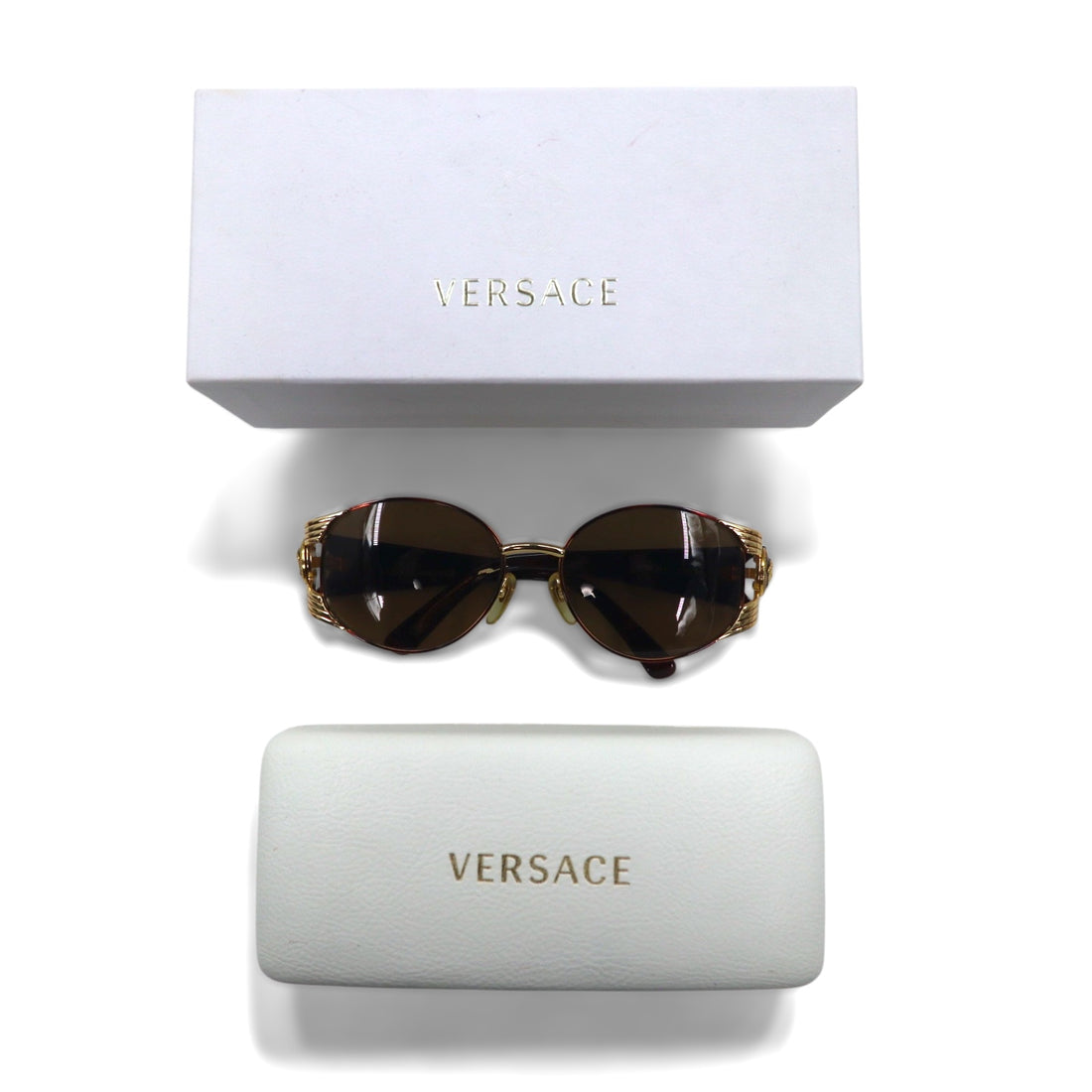 GIANNI VERSACE Vintage Made in Italy Medusa Sunglasses Gold Tortoiseshell S64 31L