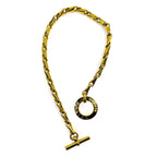 CELINE Made in Italy Circle Logo Toggle Necklace Choker Gold