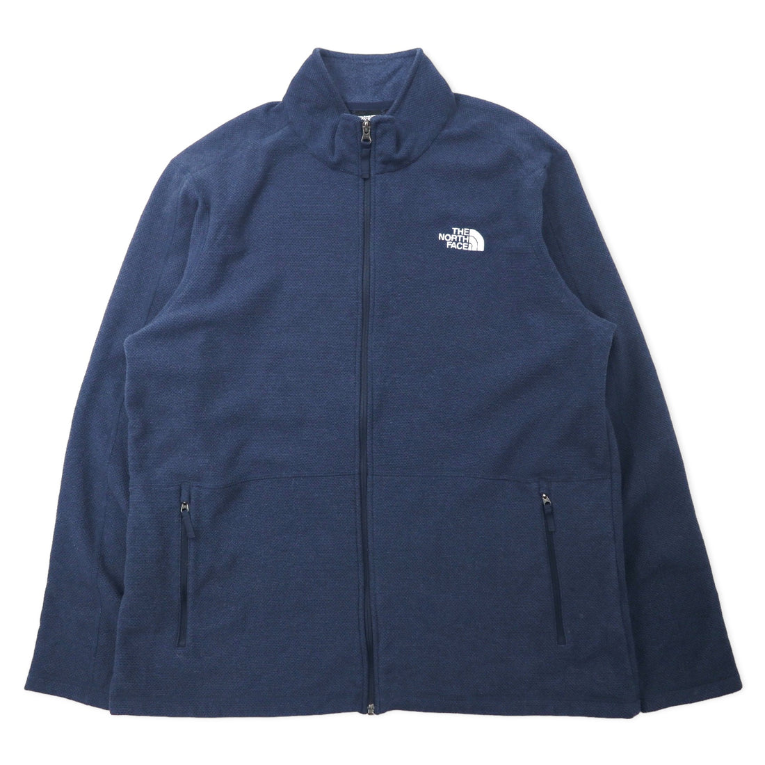 日本然リトテ-古着オンライン-THE NORTH FACE フルジップ フリースジャケット XL ネイビー ポリエステル ワンポイントロゴ刺繍-THE NORTH FACE FLEECE Jacket XL Navy Polyester One Point Logo Embroidery
