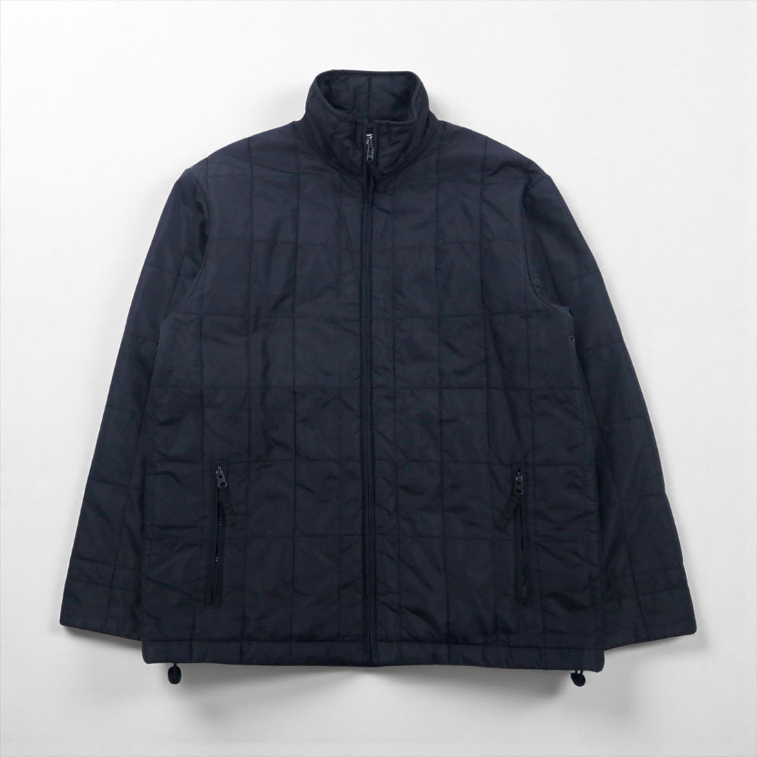 Polo Ralph Lauren 90年代 キルティングジャケット L ネイビー ナイロン 中綿 ドローコード スタンドカラー