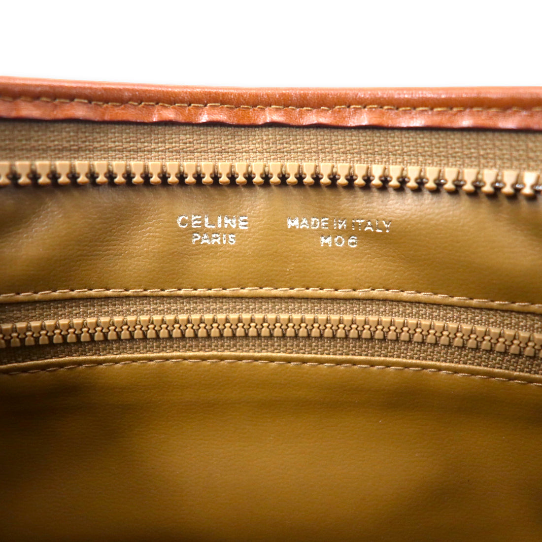 CELINE Macadam Second Bag Clutch Bag Brown PVC Leather riri Zip M06 Old Made in Italy