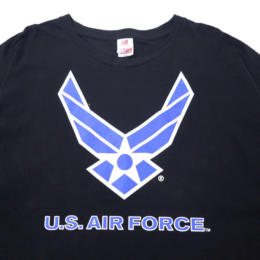 US AIR FORCE US Military Print T-Shirt 2XL Black Cotton Military BAYSIDE MADE TEE