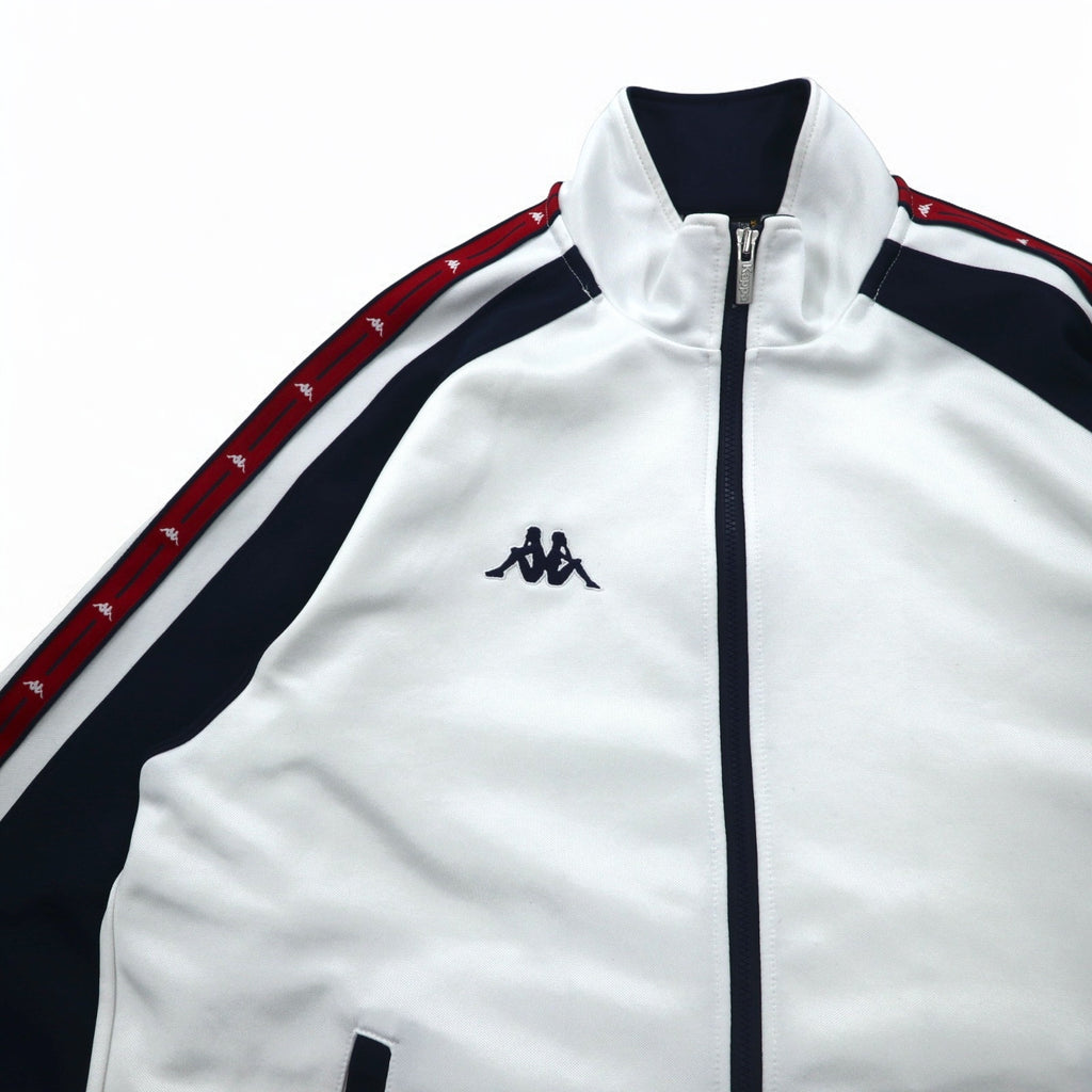 Kappa 90s Track Jacket Jersey M White Polyester Side Line Made in Japan