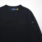 Polo Ralph Lauren 前V 起毛 スウェット トレーナー M ブラック フリース 肩ポケット スモールポニー刺繡