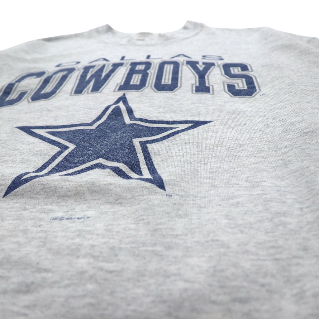 STARTER USA Made 90s NFL Print Sweatshirt L Gray DALLAS COWBOYS Arch Logo