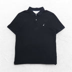 NAUTICA クラシックフィット ポロシャツ 2XL Classic Fit ブラック 鹿の子 ワンポイントロゴ刺繍