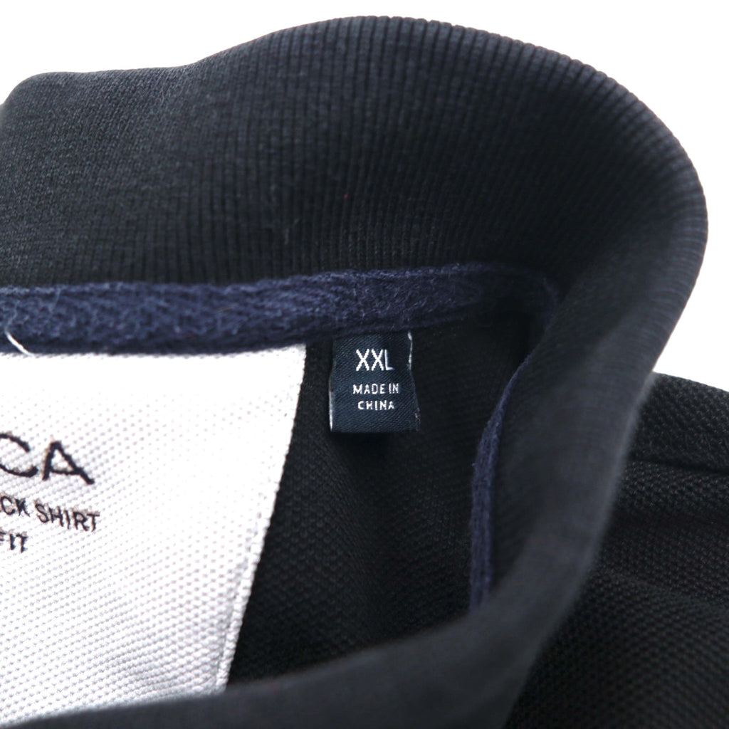 NAUTICA クラシックフィット ポロシャツ 2XL Classic Fit ブラック 鹿の子 ワンポイントロゴ刺繍