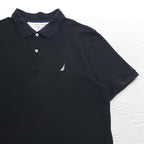 NAUTICA クラシックフィット ポロシャツ 2XL Classic Fit ブラック 鹿の子 ワンポイントロゴ刺繍
