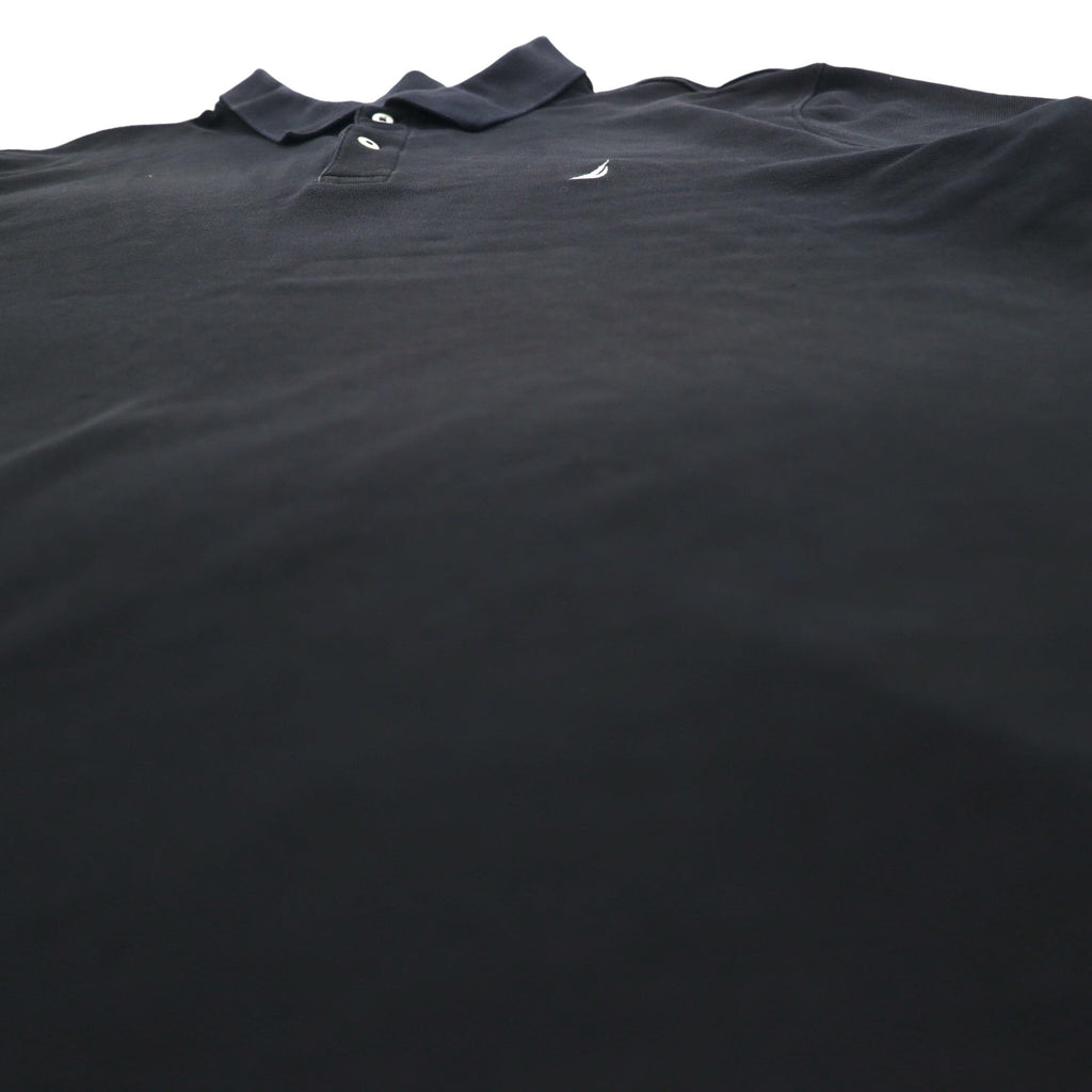 NAUTICA クラシックフィット ポロシャツ 2XL Classic Fit ブラック 鹿の子 ワンポイントロゴ刺繍