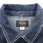 HARLEY DAVIDSON Denim Coverall L Indigo Blue Cotton Patch