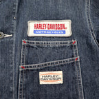 HARLEY DAVIDSON Denim Coverall L Indigo Blue Cotton Patch