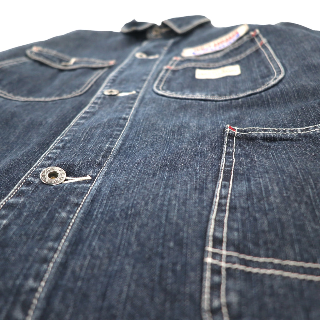 HARLEY DAVIDSON Denim Coverall L Indigo Blue Cotton Patch