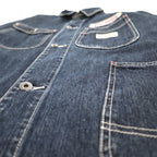 HARLEY DAVIDSON Denim Coverall L Indigo Blue Cotton Patch