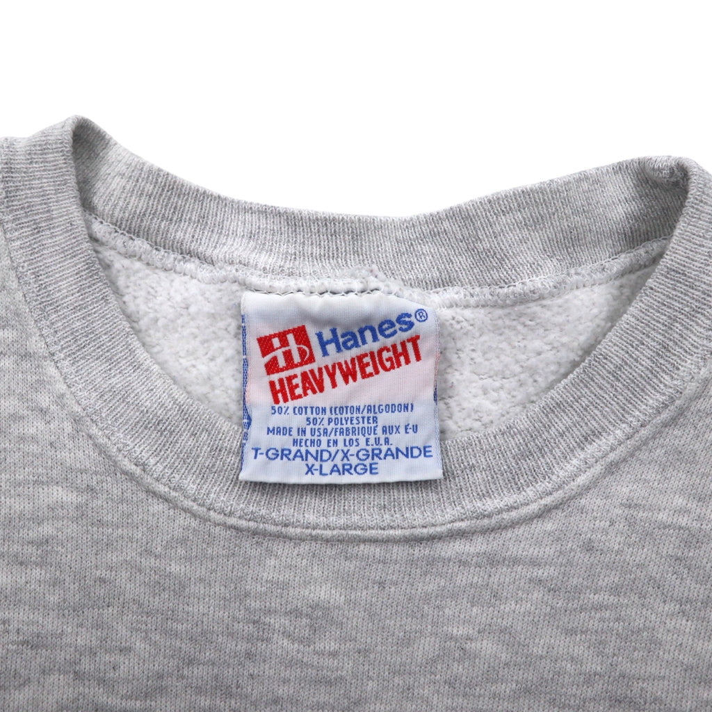 Hanes 90s USA Made HEAVYWEIGHT Printed Sweatshirt XL Grey Cotton 1992