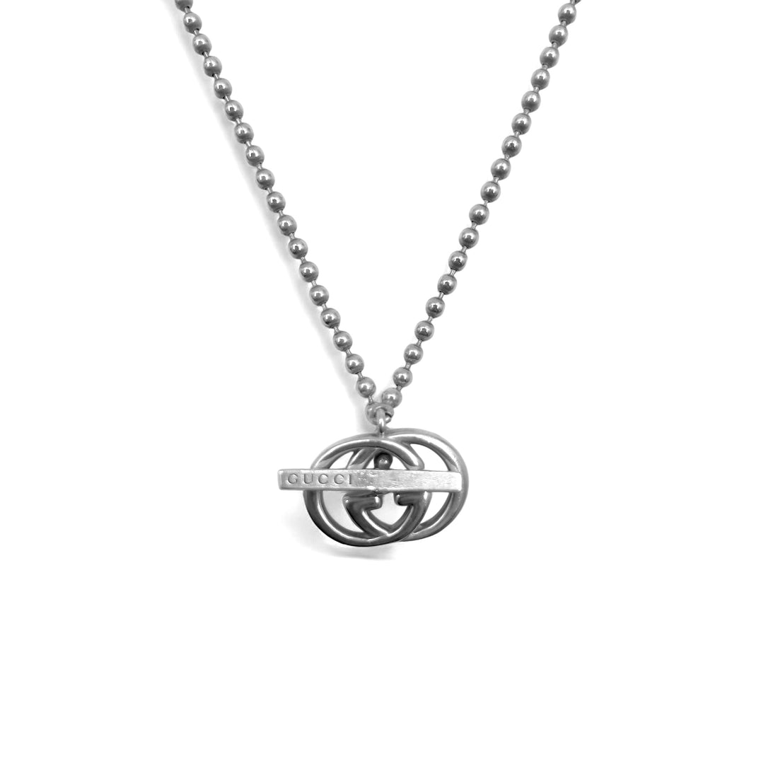 GUCCI Made in Italy 2WAY Interlocking G Toggle Necklace Bracelet Silver Ball Chain AG925