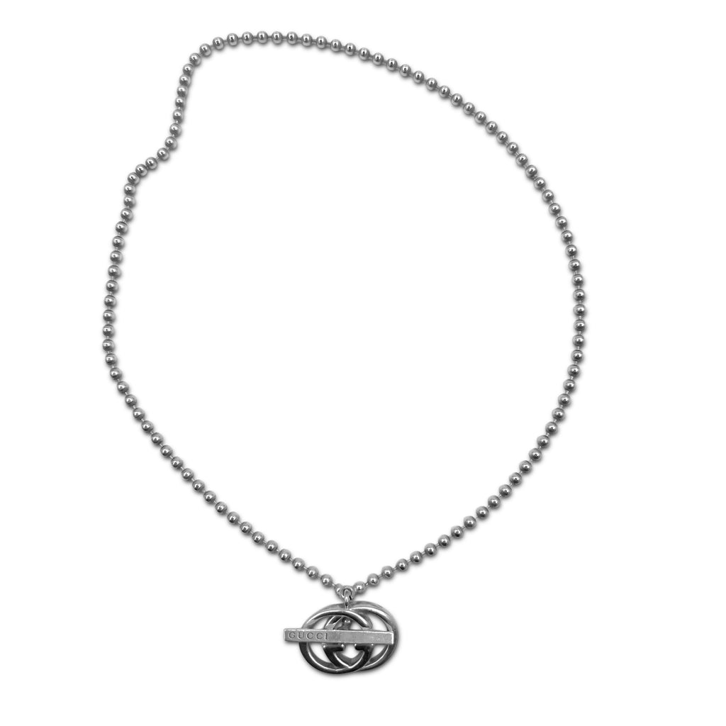 GUCCI Made in Italy 2WAY Interlocking G Toggle Necklace Bracelet Silver Ball Chain AG925