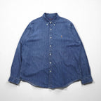 Ralph Lauren デニム ボタンダウン シャツ 2XL CLASSIC FIT インディゴ スモールポニー刺繡