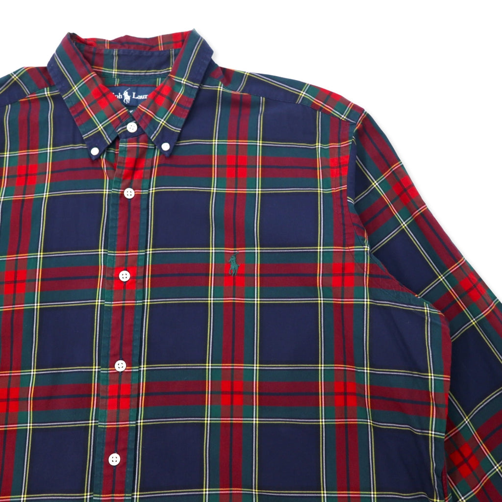 Ralph Lauren 90s Classic Fit Button Down Shirt, XL, Red, Navy, Check, Cotton, Small Pony Embroidery
