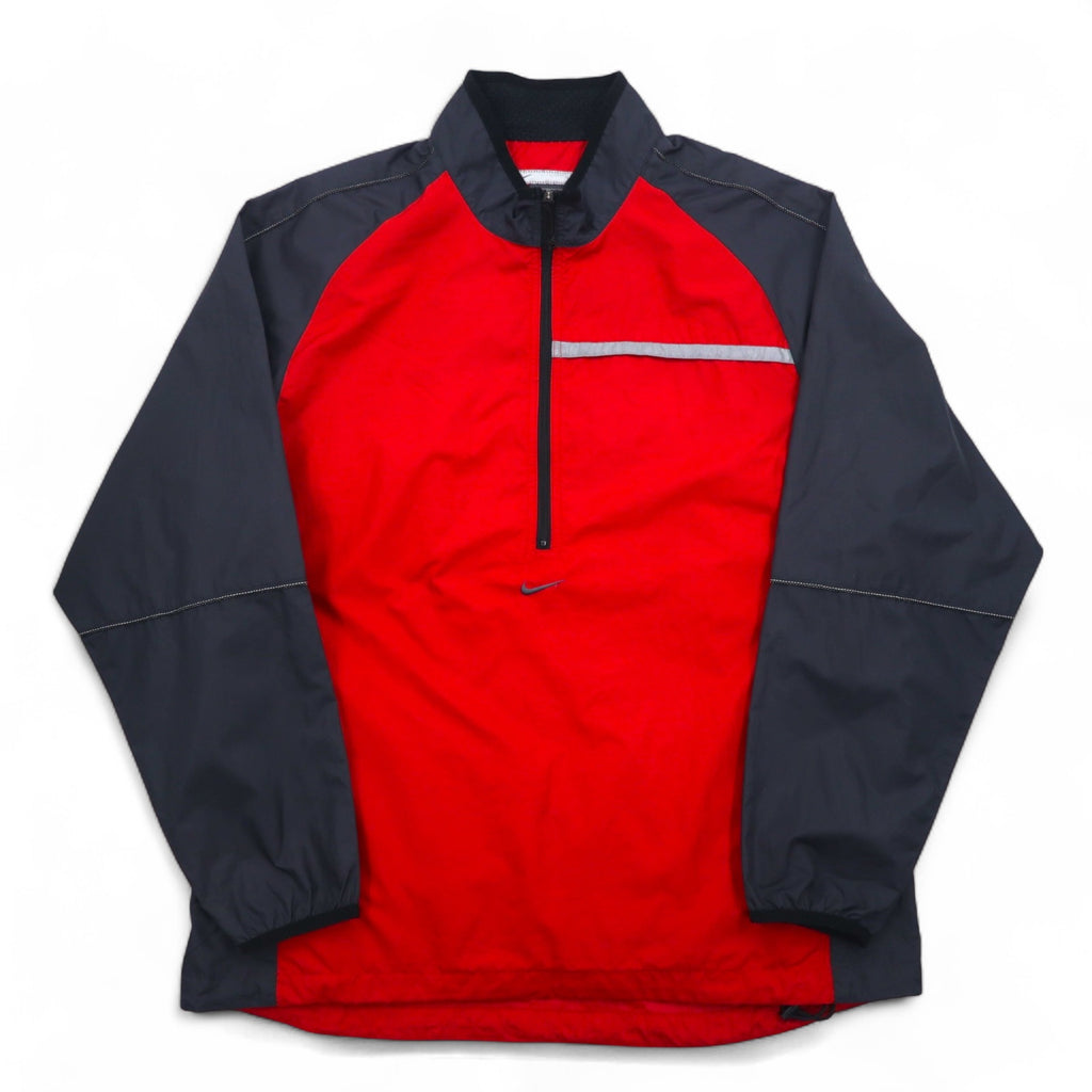 NIKE 00年代 ハーフジップ ナイロンジャケット ジャージ L レッド ポリエステル ドローコード