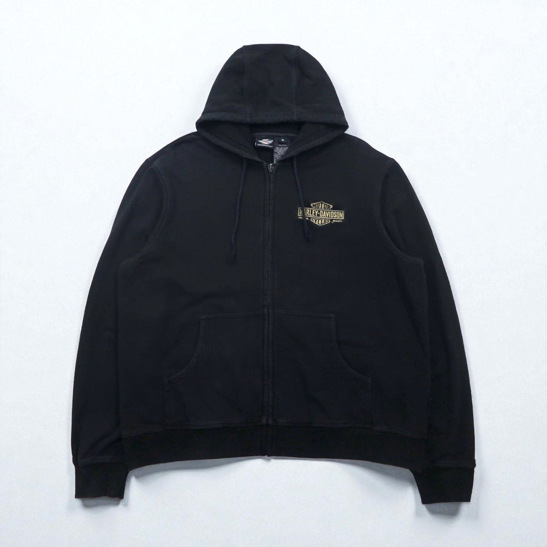 HARLEY DAVIDSON Zip Hoodie, XL, Black, Short Length, One-Point Logo Embroidery, Oversized