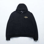 HARLEY DAVIDSON Zip Hoodie, XL, Black, Short Length, One-Point Logo Embroidery, Oversized