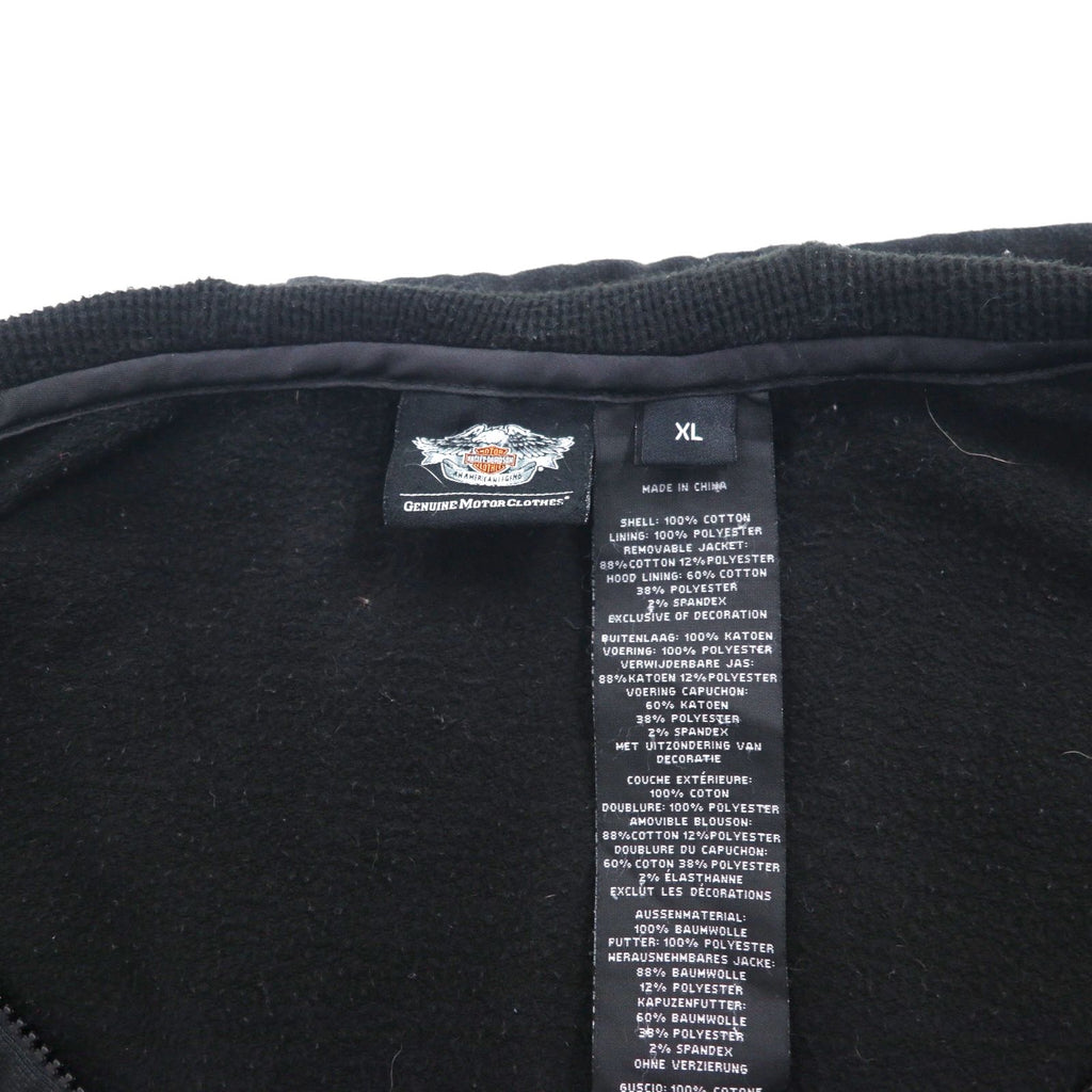 HARLEY DAVIDSON Zip Hoodie, XL, Black, Short Length, One-Point Logo Embroidery, Oversized