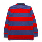 TOMMY HILFIGER ラガーシャツ L ネイビー レッド ボーダー コットン ワンポイントロゴ刺繍