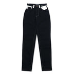 VERSACE JEANS COUTURE Made in Italy High Waist Tapered Denim Pants M Black Medusa Zipper Fly
