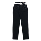 VERSACE JEANS COUTURE Made in Italy High Waist Tapered Denim Pants M Black Medusa Zipper Fly