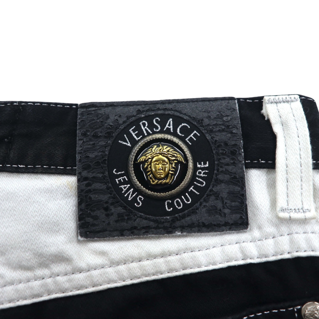 VERSACE JEANS COUTURE Made in Italy High Waist Tapered Denim Pants M Black Medusa Zipper Fly