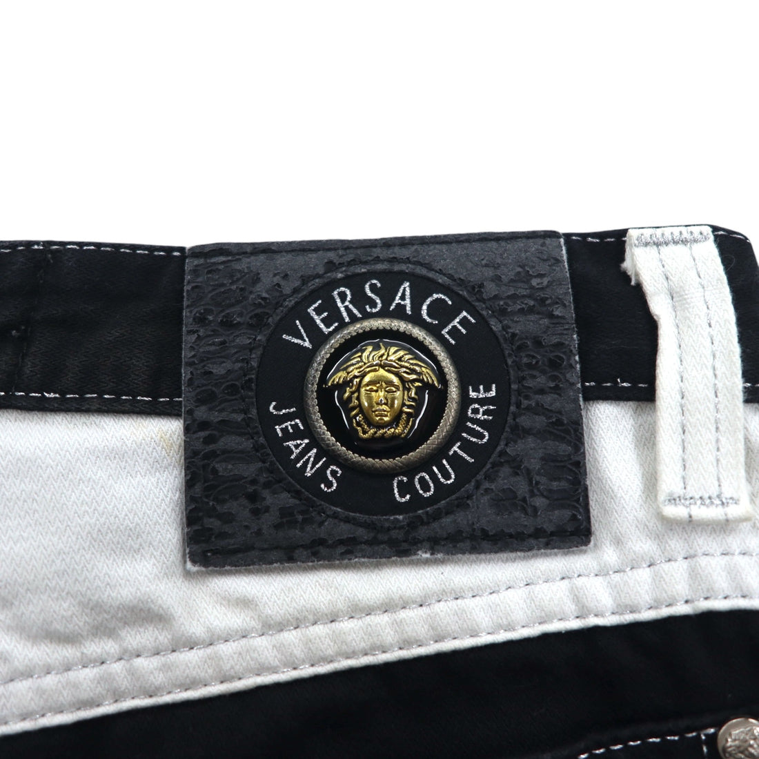 VERSACE JEANS COUTURE Made in Italy High Waist Tapered Denim Pants M Black Medusa Zipper Fly