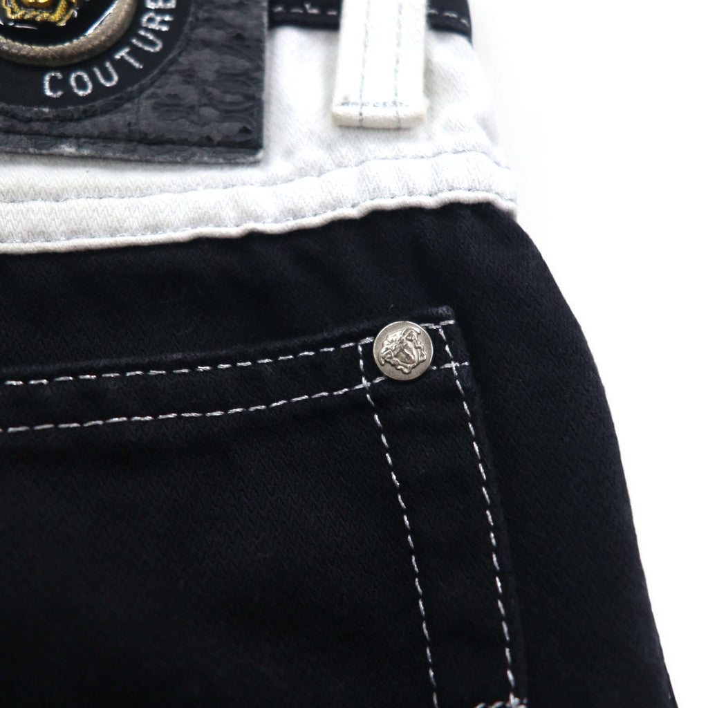 VERSACE JEANS COUTURE Made in Italy High Waist Tapered Denim Pants M Black Medusa Zipper Fly