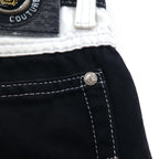 VERSACE JEANS COUTURE Made in Italy High Waist Tapered Denim Pants M Black Medusa Zipper Fly